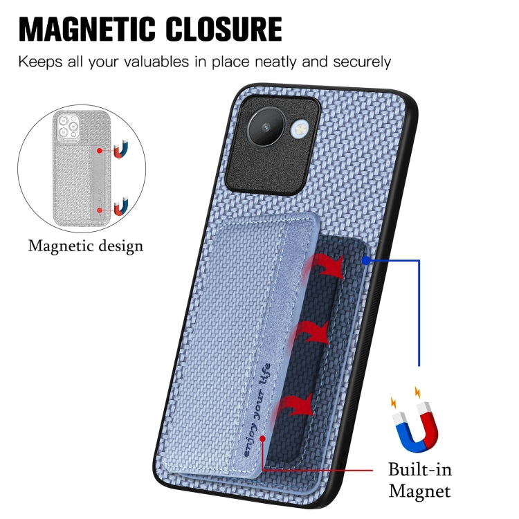 For Realme C30 Carbon Fiber Magnetic Card Bag Phone Case