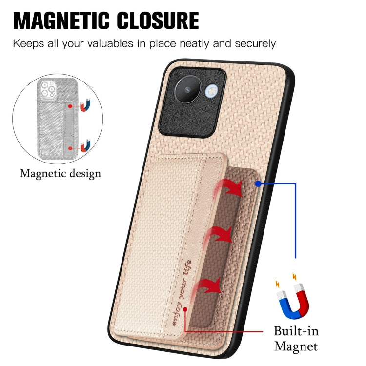 For Realme C30 Carbon Fiber Magnetic Card Bag Phone Case