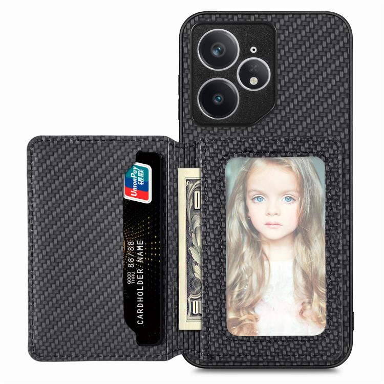 For Realme Neo7 Carbon Fiber Magnetic Card Bag Phone Case