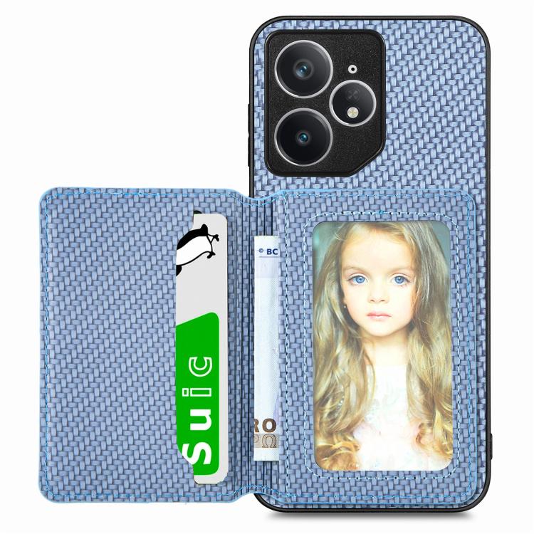 For Realme Neo7 Carbon Fiber Magnetic Card Bag Phone Case