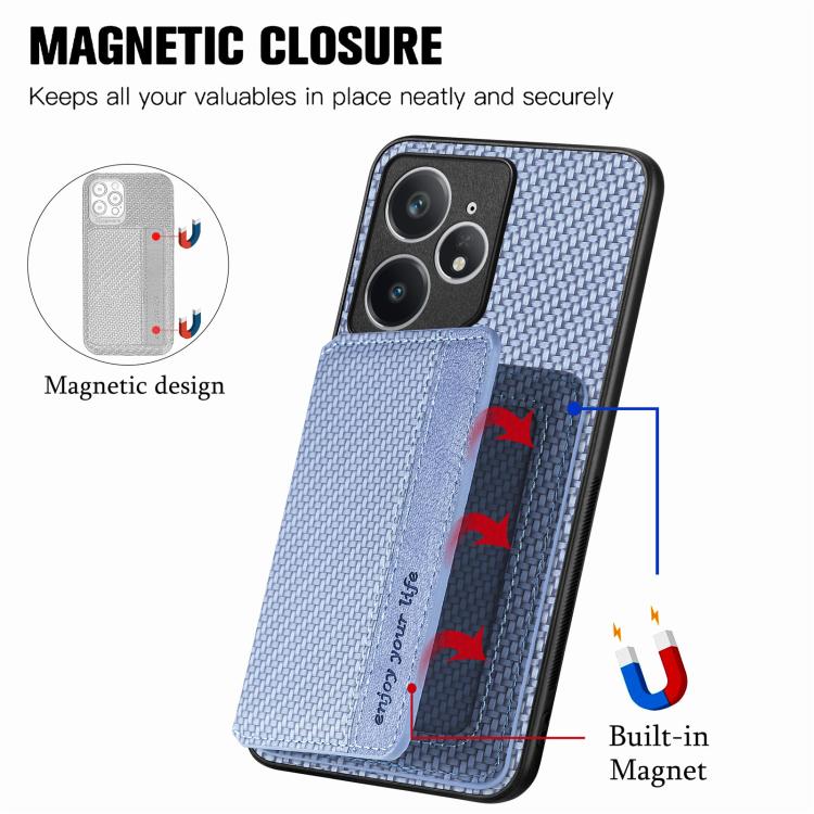 For Realme Neo7 Carbon Fiber Magnetic Card Bag Phone Case