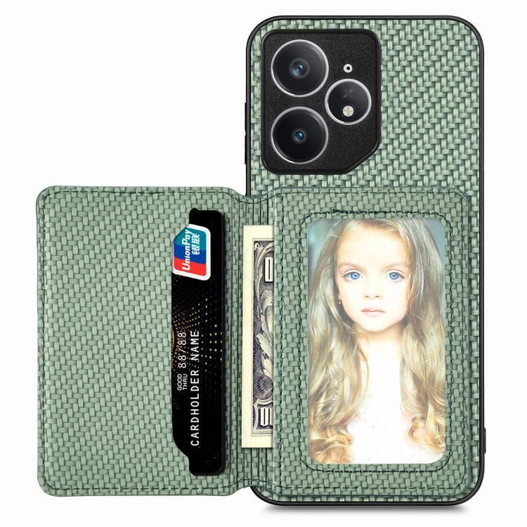 For Realme Neo7 Carbon Fiber Magnetic Card Bag Phone Case