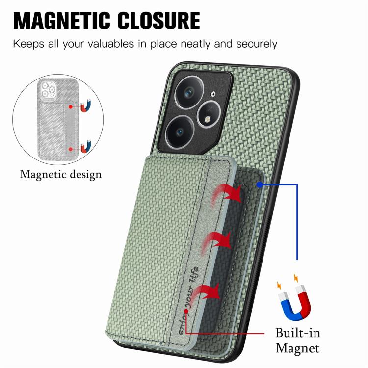 For Realme Neo7 Carbon Fiber Magnetic Card Bag Phone Case