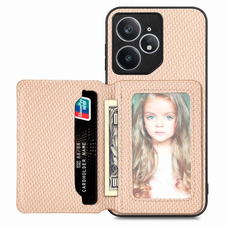 For Realme Neo7 Carbon Fiber Magnetic Card Bag Phone Case