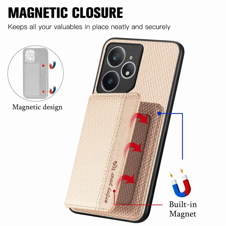 For Realme Neo7 Carbon Fiber Magnetic Card Bag Phone Case