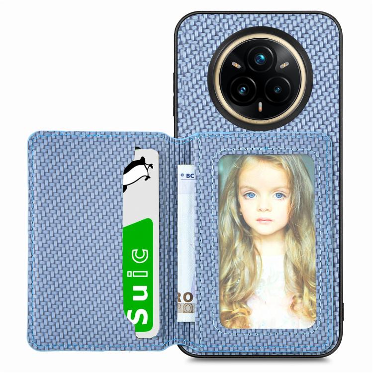 For Realme 14 Pro+ Carbon Fiber Magnetic Card Bag Phone Case