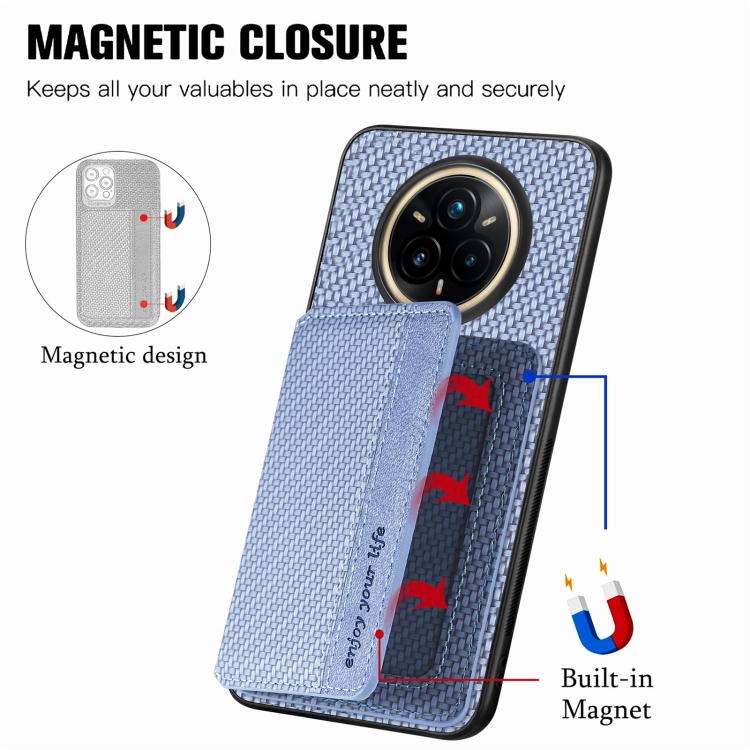 For Realme 14 Pro+ Carbon Fiber Magnetic Card Bag Phone Case
