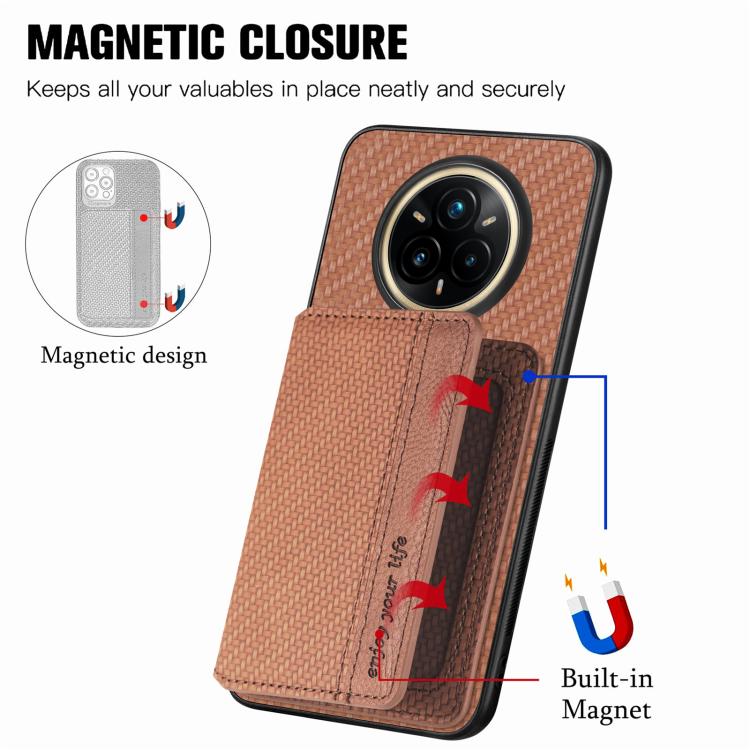 For Realme 14 Pro+ Carbon Fiber Magnetic Card Bag Phone Case