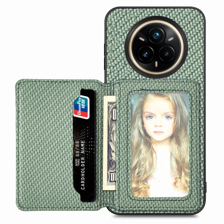 For Realme 14 Pro+ Carbon Fiber Magnetic Card Bag Phone Case