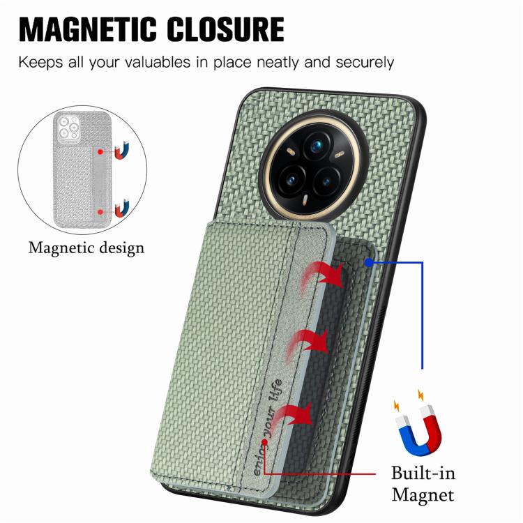 For Realme 14 Pro+ Carbon Fiber Magnetic Card Bag Phone Case