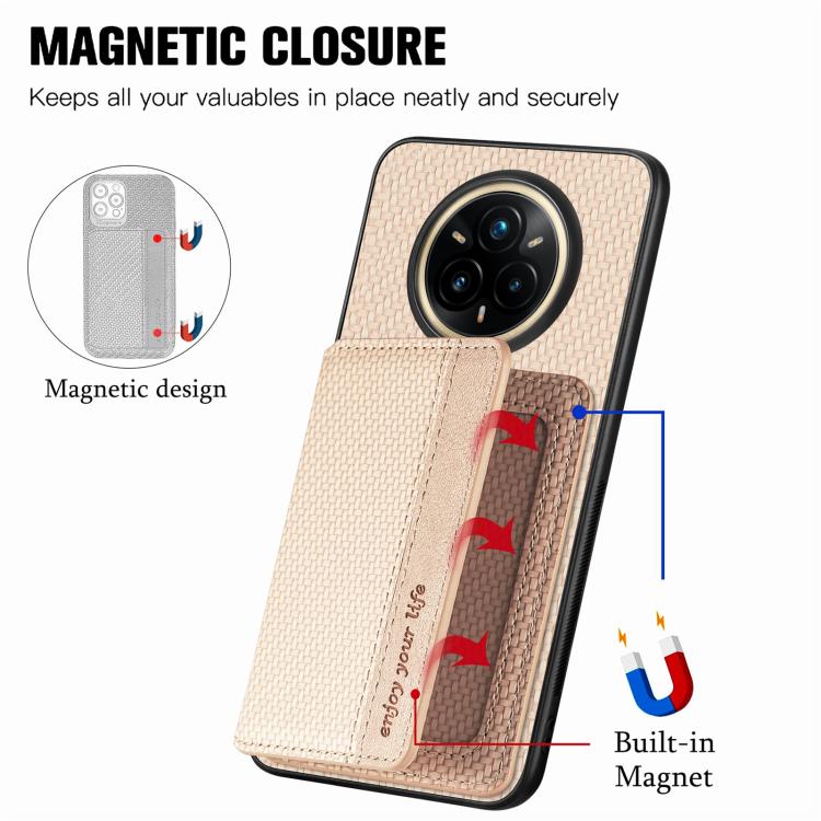 For Realme 14 Pro+ Carbon Fiber Magnetic Card Bag Phone Case
