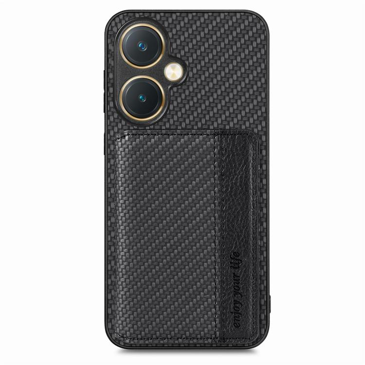 For vivo Y27 4G Carbon Fiber Magnetic Card Bag Phone Case