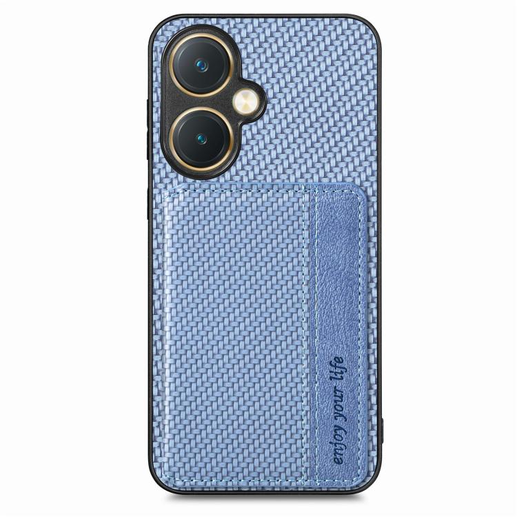 For vivo Y27 4G Carbon Fiber Magnetic Card Bag Phone Case