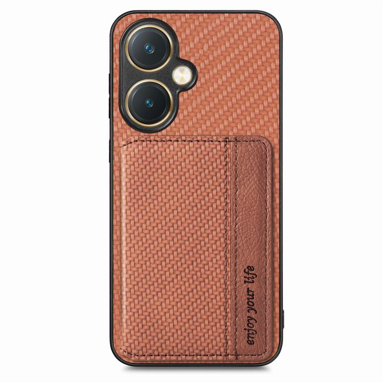 For vivo Y27 4G Carbon Fiber Magnetic Card Bag Phone Case