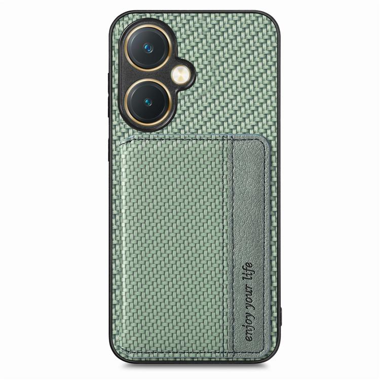 For vivo Y27 4G Carbon Fiber Magnetic Card Bag Phone Case
