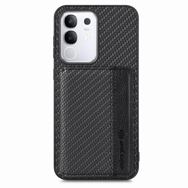 For vivo Y29 4G Carbon Fiber Magnetic Card Bag Phone Case