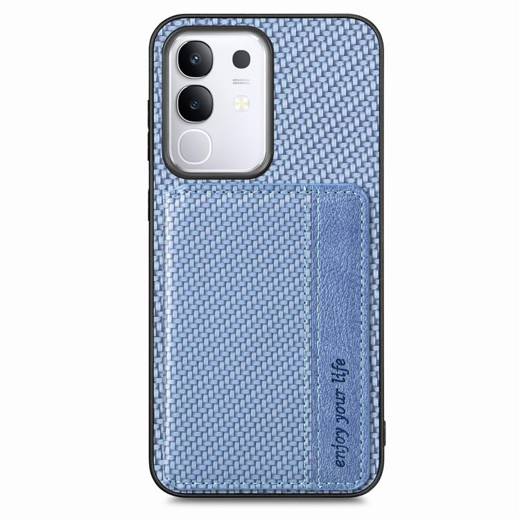 For vivo Y29 4G Carbon Fiber Magnetic Card Bag Phone Case