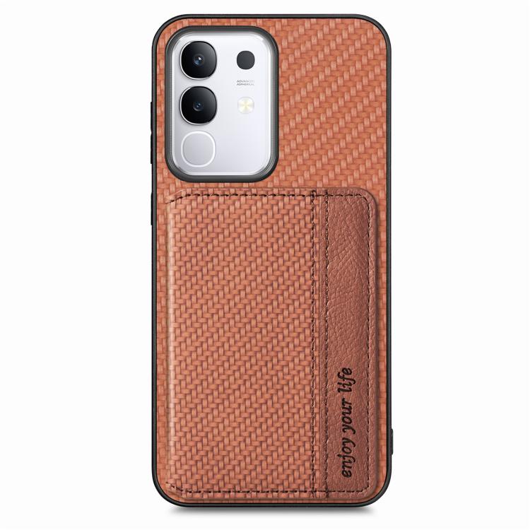 For vivo Y29 4G Carbon Fiber Magnetic Card Bag Phone Case