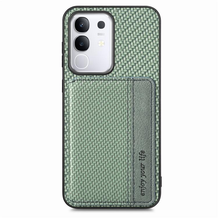 For vivo Y29 4G Carbon Fiber Magnetic Card Bag Phone Case