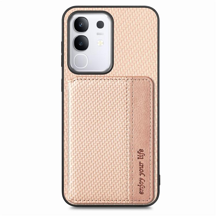For vivo Y29 4G Carbon Fiber Magnetic Card Bag Phone Case