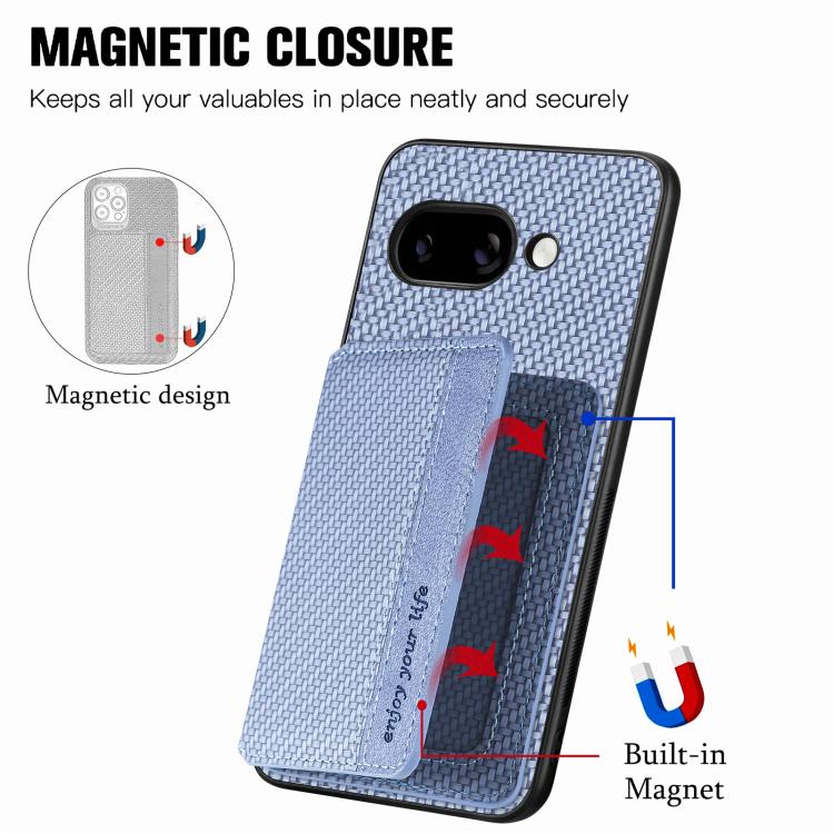 For Google Pixel 9a Carbon Fiber Magnetic Card Bag Phone Case