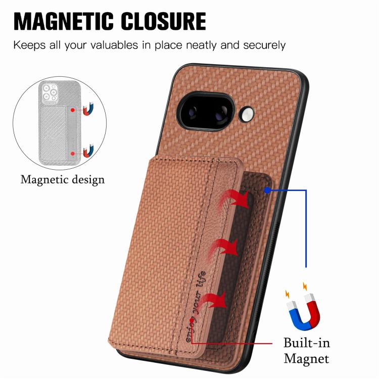 For Google Pixel 9a Carbon Fiber Magnetic Card Bag Phone Case