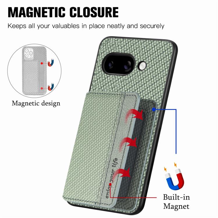 For Google Pixel 9a Carbon Fiber Magnetic Card Bag Phone Case