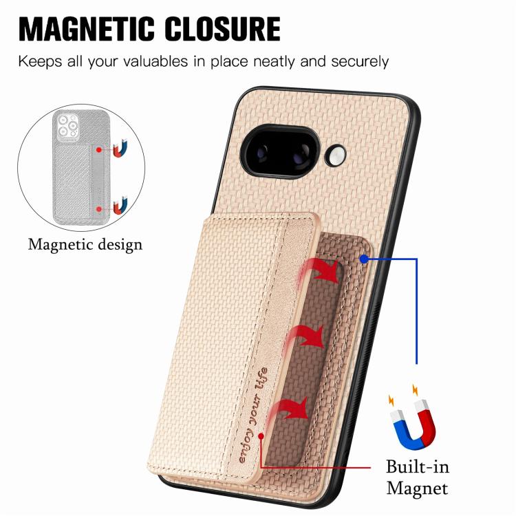 For Google Pixel 9a Carbon Fiber Magnetic Card Bag Phone Case