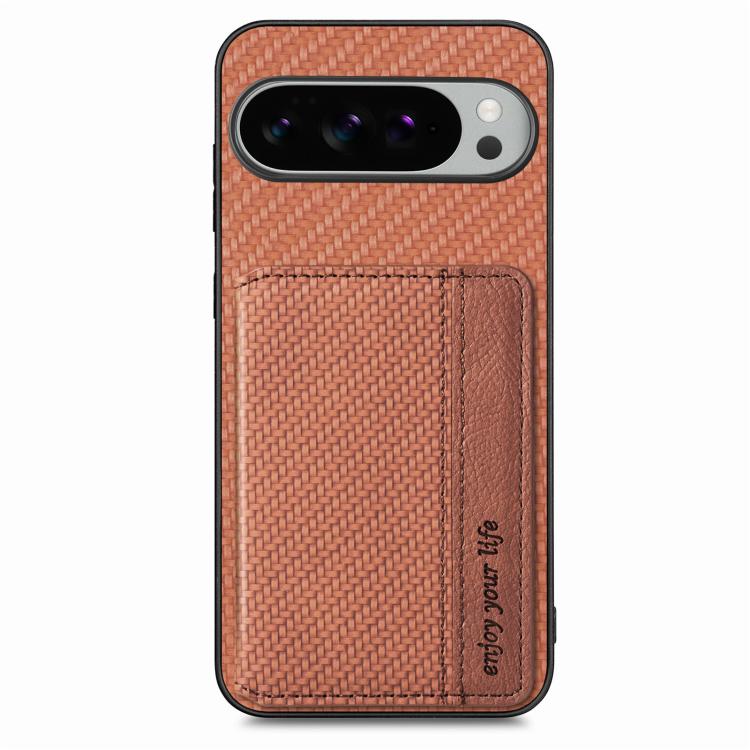 For Google Pixel 9 / 9 Pro Carbon Fiber Magnetic Card Bag Phone Case