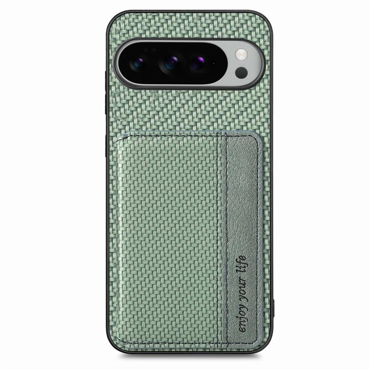 For Google Pixel 9 Pro XL Carbon Fiber Magnetic Card Bag Phone Case