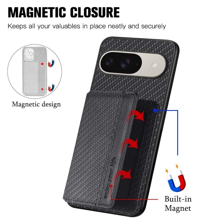 For Google Pixel 10 / 10 Pro Carbon Fiber Magnetic Card Bag Phone Case
