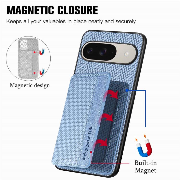 For Google Pixel 10 / 10 Pro Carbon Fiber Magnetic Card Bag Phone Case