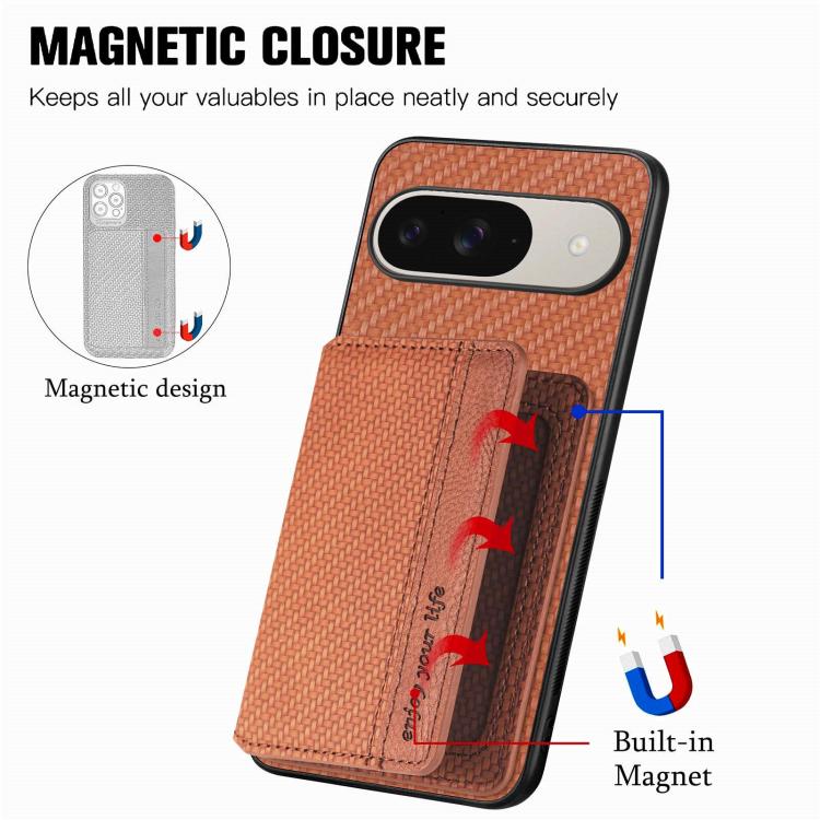 For Google Pixel 10 / 10 Pro Carbon Fiber Magnetic Card Bag Phone Case