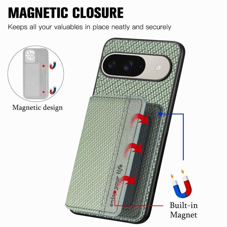 For Google Pixel 10 / 10 Pro Carbon Fiber Magnetic Card Bag Phone Case