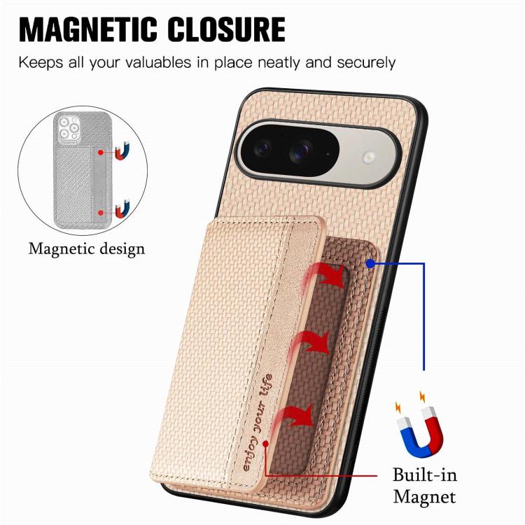 For Google Pixel 10 / 10 Pro Carbon Fiber Magnetic Card Bag Phone Case