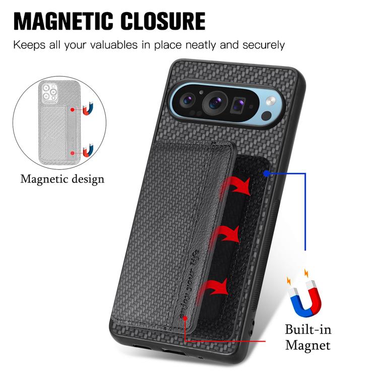 For Google Pixel 10 Pro XL Carbon Fiber Magnetic Card Bag Phone Case