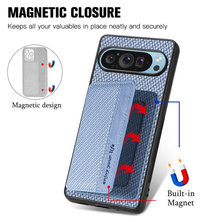 For Google Pixel 10 Pro XL Carbon Fiber Magnetic Card Bag Phone Case