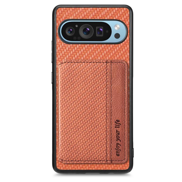 For Google Pixel 10 Pro XL Carbon Fiber Magnetic Card Bag Phone Case