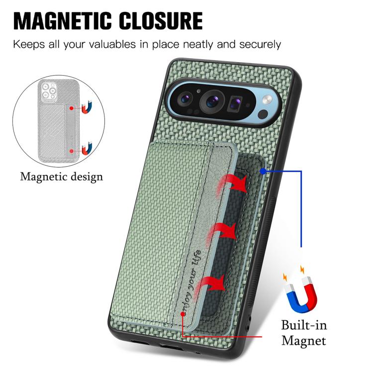For Google Pixel 10 Pro XL Carbon Fiber Magnetic Card Bag Phone Case
