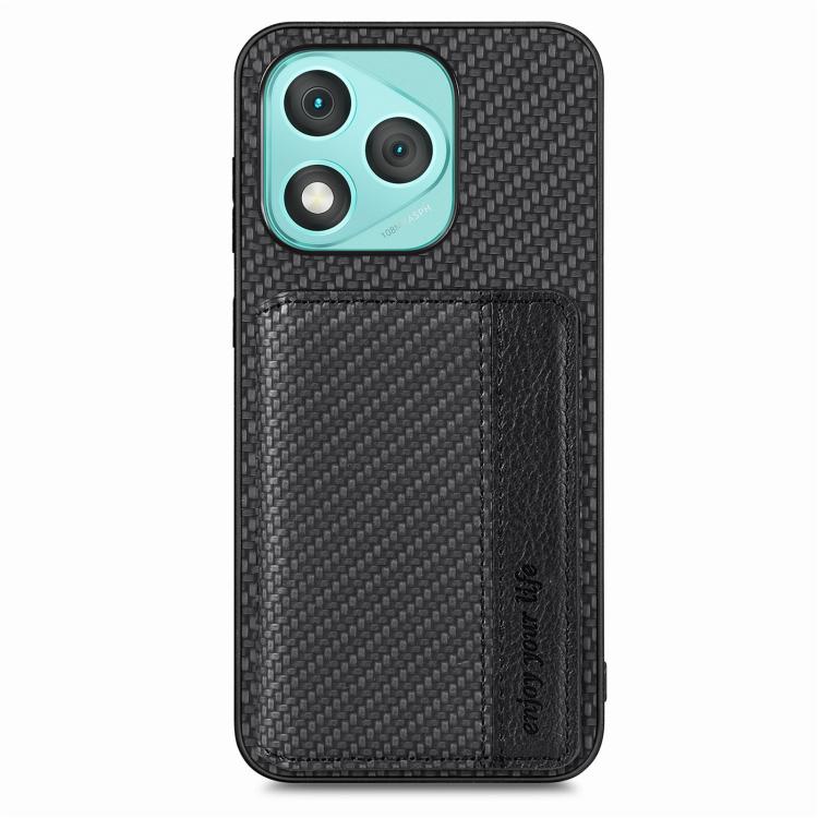 For Honor 400 Lite Global Carbon Fiber Magnetic Card Bag Phone Case