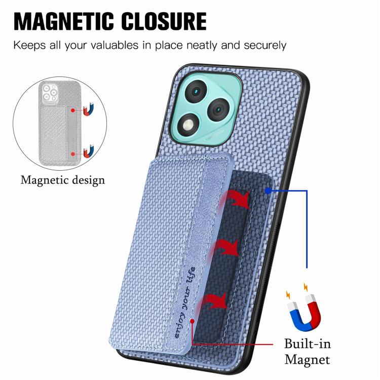 For Honor 400 Lite Global Carbon Fiber Magnetic Card Bag Phone Case