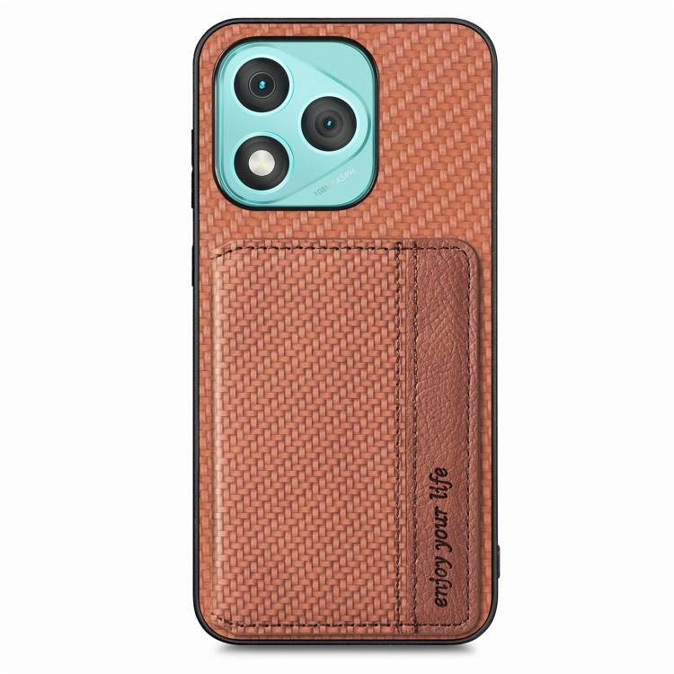 For Honor 400 Lite Global Carbon Fiber Magnetic Card Bag Phone Case