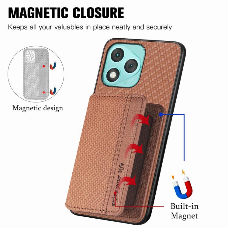 For Honor 400 Lite Global Carbon Fiber Magnetic Card Bag Phone Case