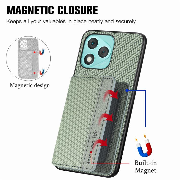 For Honor 400 Lite Global Carbon Fiber Magnetic Card Bag Phone Case