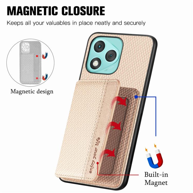 For Honor 400 Lite Global Carbon Fiber Magnetic Card Bag Phone Case