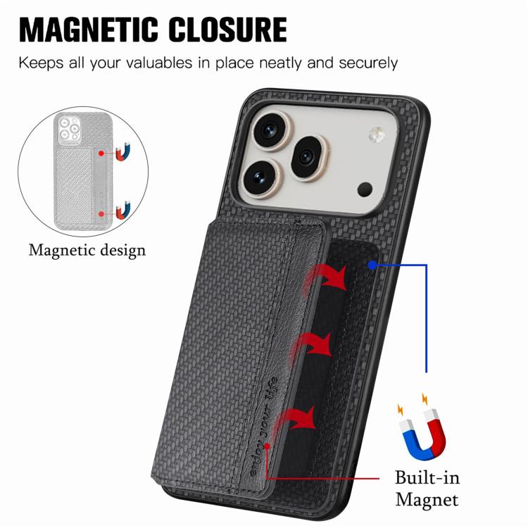 For Honor 600 Global Carbon Fiber Magnetic Card Bag Phone Case