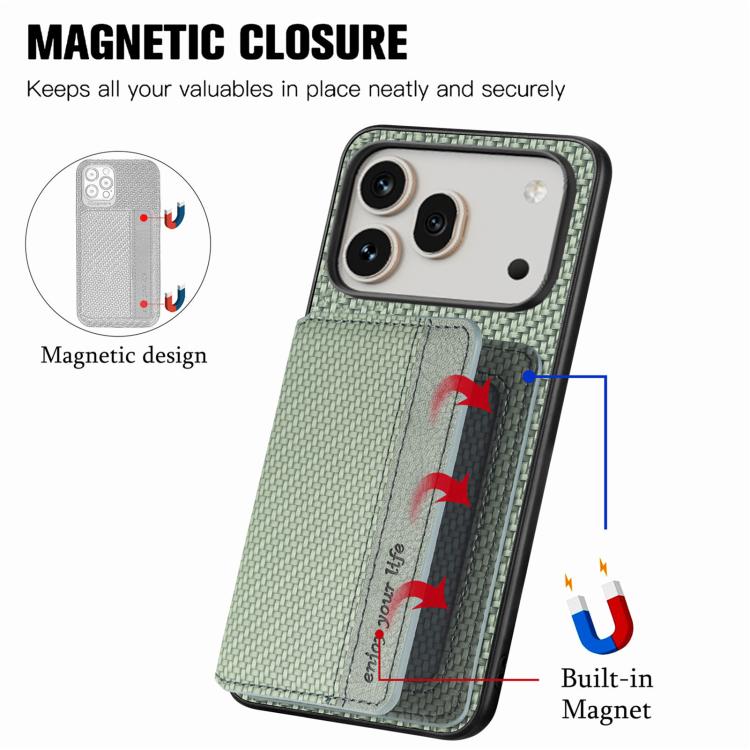 For Honor 600 Global Carbon Fiber Magnetic Card Bag Phone Case