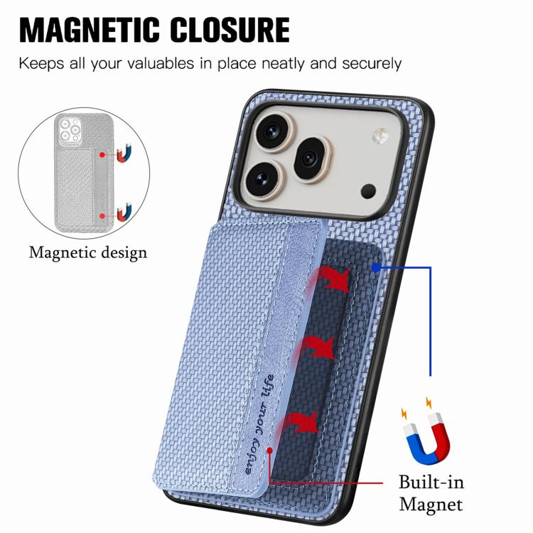 For Honor 600 Pro Global Carbon Fiber Magnetic Card Bag Phone Case