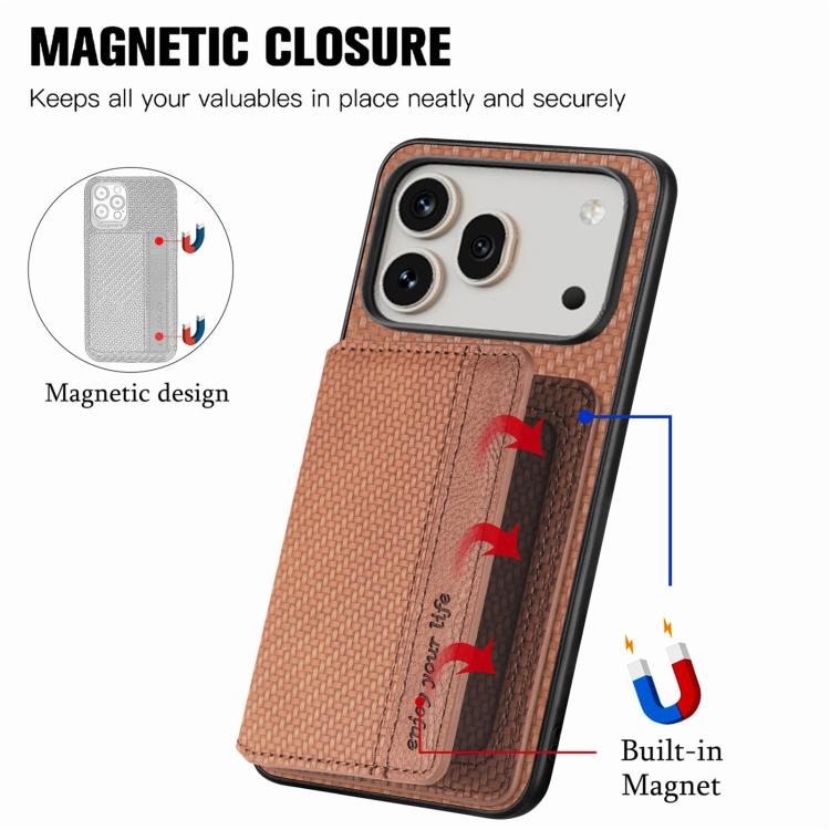 For Honor 600 Pro Global Carbon Fiber Magnetic Card Bag Phone Case