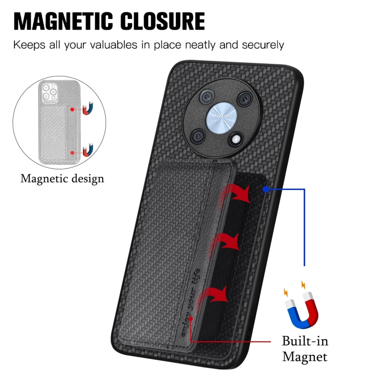 For Huawei Nova Y90 Carbon Fiber Magnetic Card Bag Phone Case